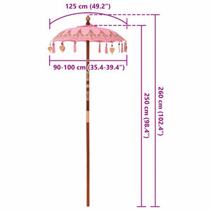 Μπαλινέζικη Ομπρέλα Ροζ 125 x 125 x 260 εκ Βαμβάκι - Pakobazaar