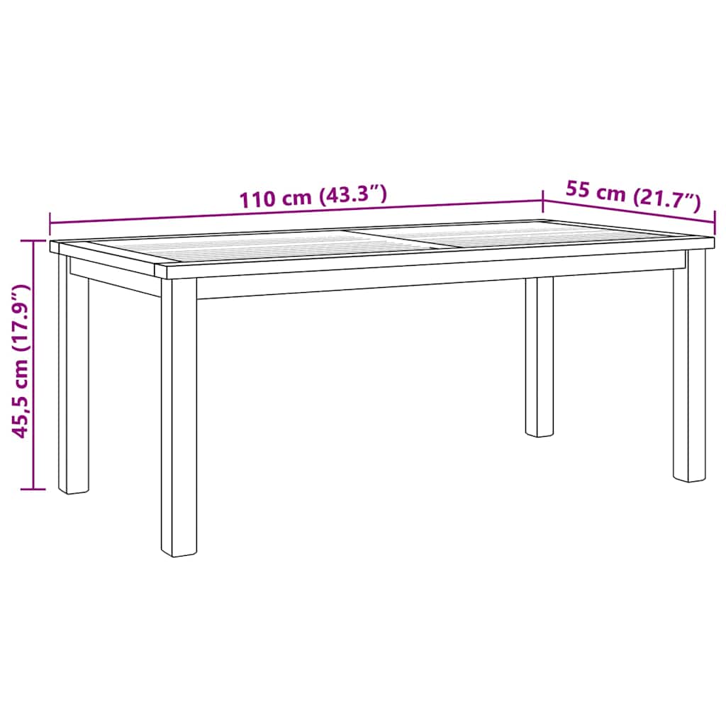 Τραπεζάκι σαλονιού Καφέ 110 x 55 x 45 cm Στερεό Ξύλο Τίκ