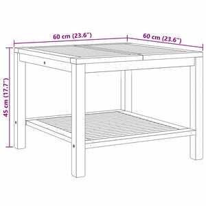 Τραπεζάκι σαλονιού με ράφι Καφέ 60 x 60 x 45 cm Στερεό Ξύλο Τίκ