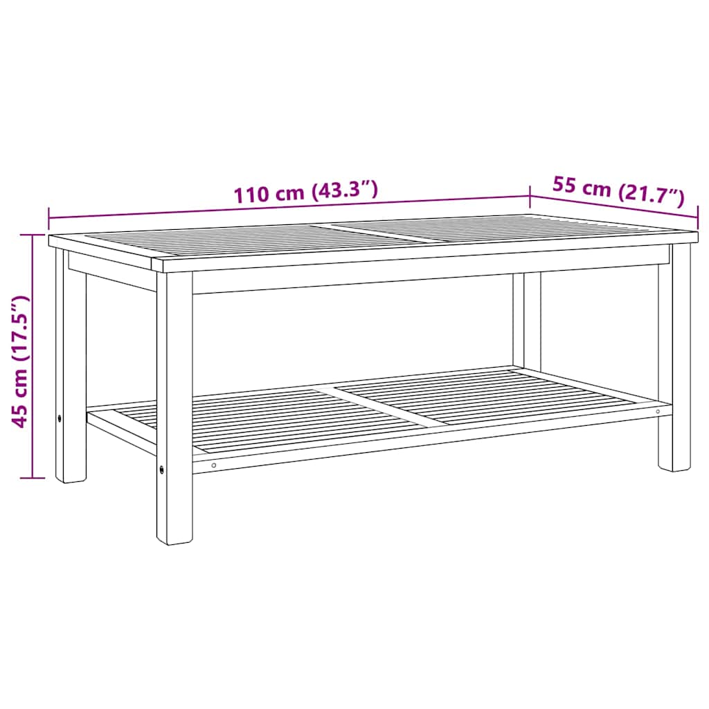 Τραπεζάκι σαλονιού Καφέ 110 x 55 x 45 cm Στερεό Ξύλο Τίκ