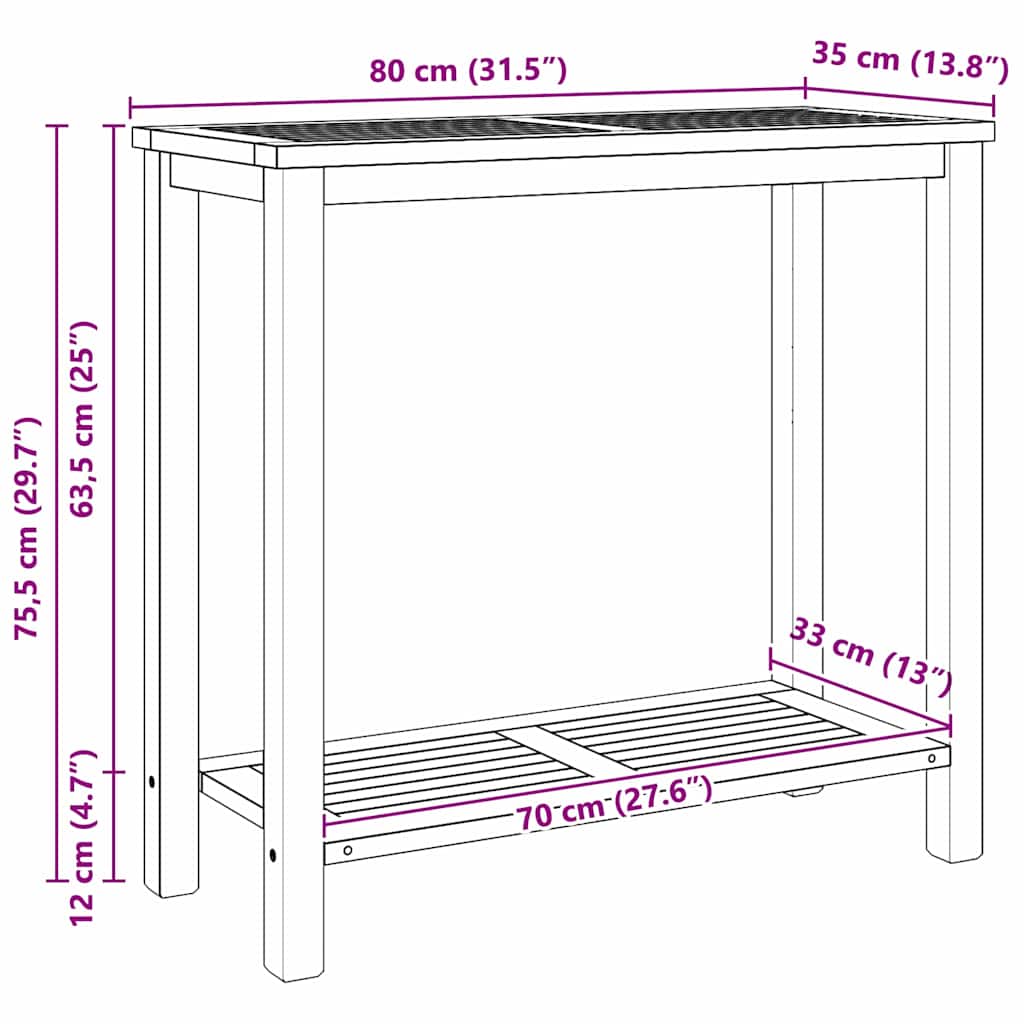 Τραπέζι κονσόλας Καφέ 85 x 35 x 75 εκ Στερεό Ξύλο Τίκ - Pakobazaar