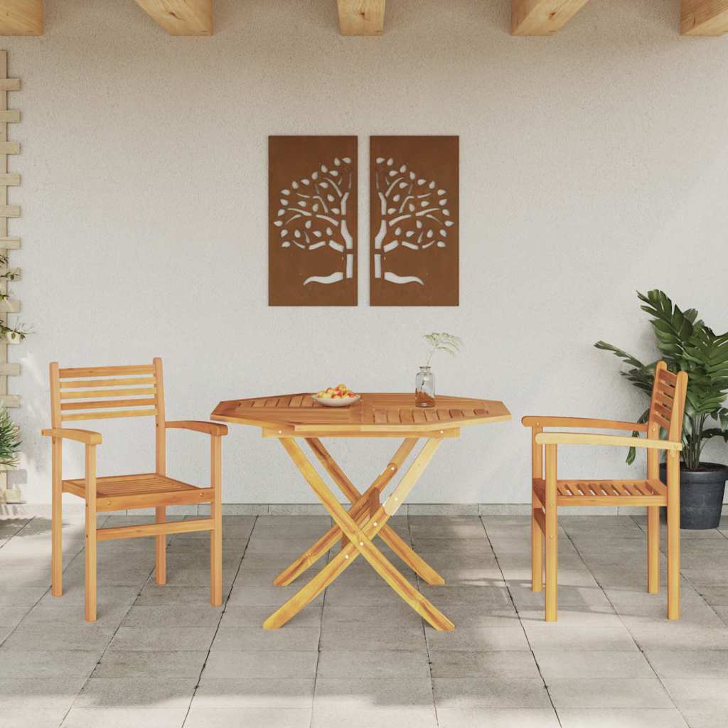 Καρέκλα 2 pcs Καφέ 56 x 55 x 90.5 εκ Στερεό Ξύλο Τίκ - Pakobazaar