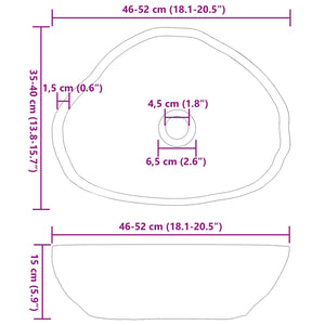 Λεκάνη από ποταμίσια πέτρα Ανοιχτό γκρι 52 x 40 x 15 εκ - Pakobazaar