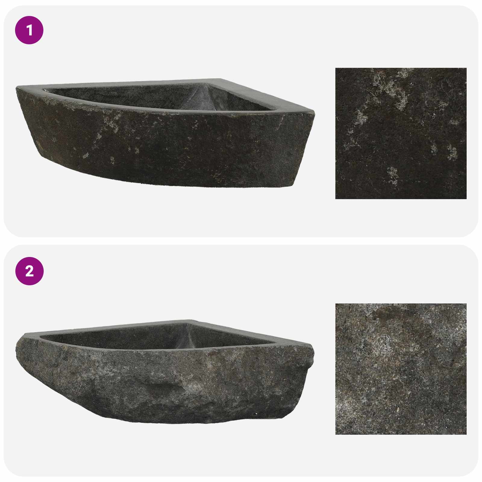 Λεκάνη Γκρι (30-37) x (30-37) x 12 εκ. Πέτρα Ποταμού - Pakobazaar