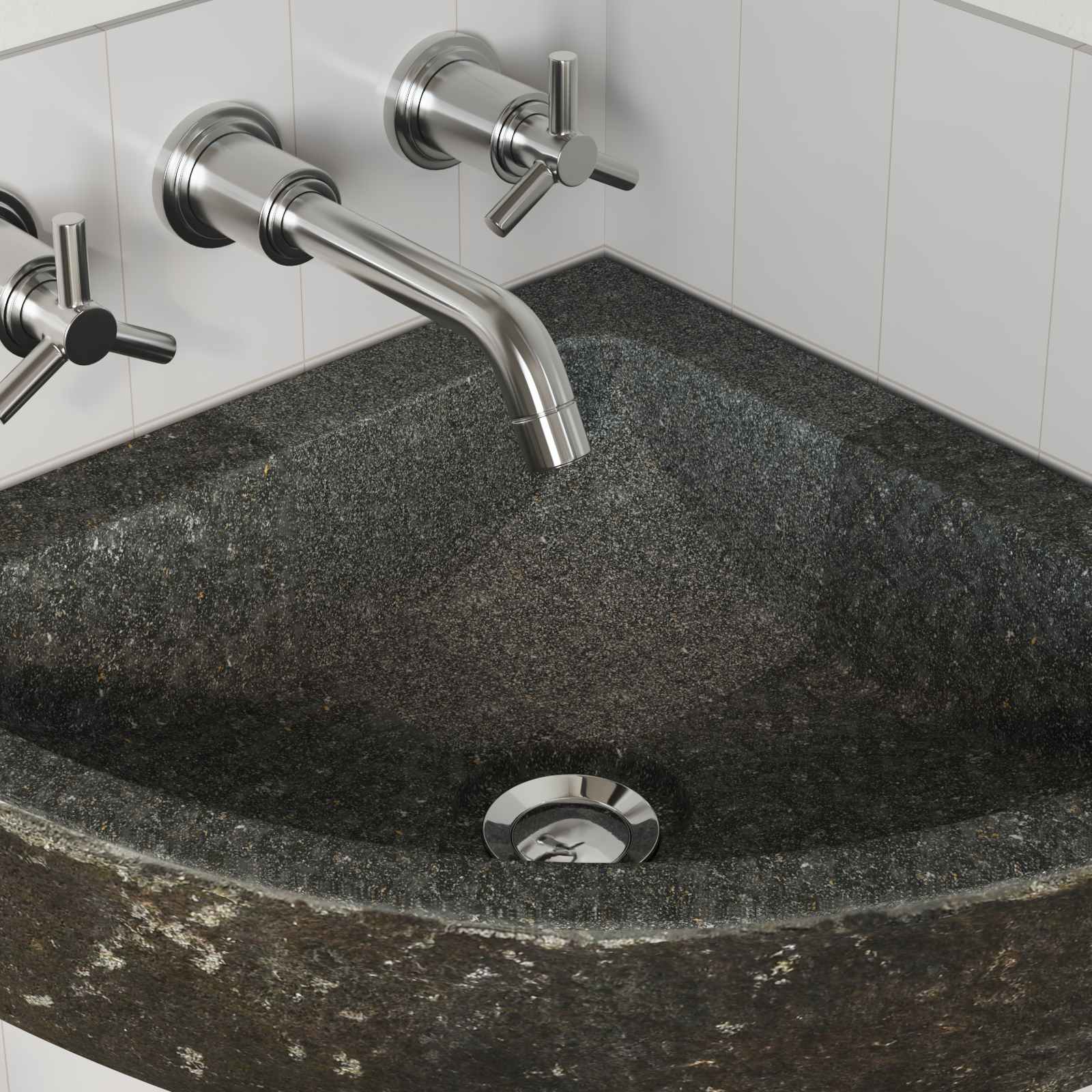 Λεκάνη Γκρι (38-45) x (38-45) x 12 εκ. Πέτρα Ποταμού - Pakobazaar