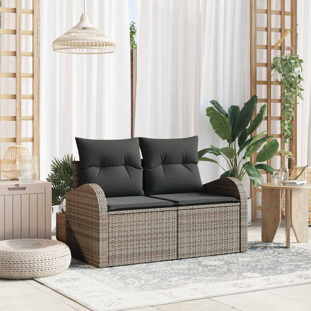 Καναπές Κήπου με μαξιλάρι Γκρι 124 x 62 x 69cm συνθετικό ρατάν - Pakobazaar