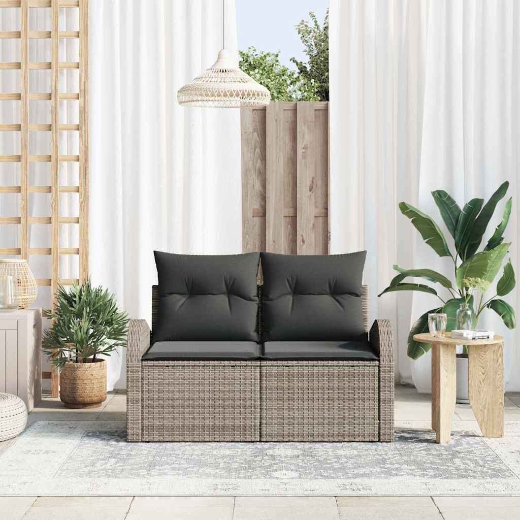 Καναπές Κήπου με μαξιλάρι Γκρι 124 x 62 x 69cm συνθετικό ρατάν - Pakobazaar