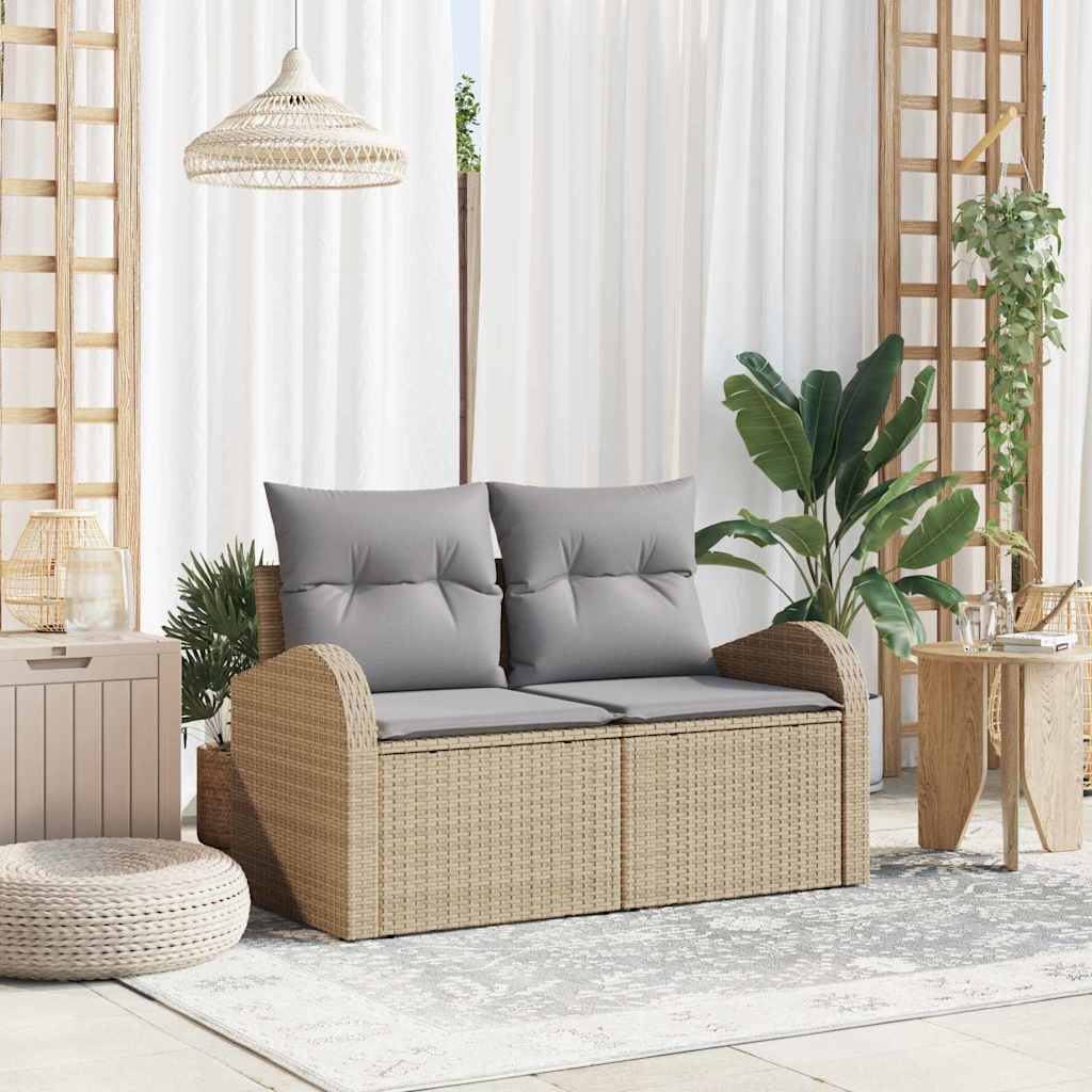 Καναπές Κήπου με μαξιλάρι Μπεζ 124 x 62 x 69cm συνθετικό ρατάν - Pakobazaar