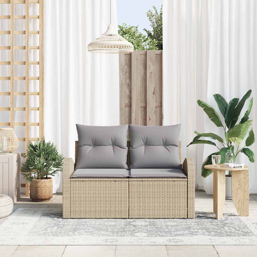 Καναπές Κήπου με μαξιλάρι Μπεζ 124 x 62 x 69cm συνθετικό ρατάν - Pakobazaar