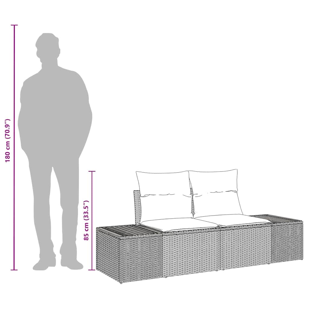 Καναπές Κήπου Γκρι 184 x 62 x 69 εκ. συνθετικό ρατάν - Pakobazaar