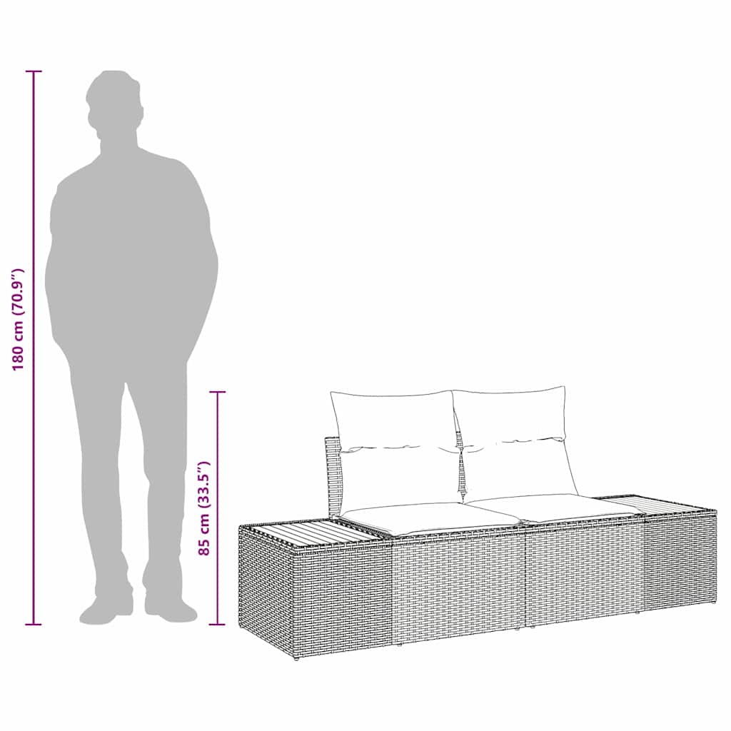 Καναπές Κήπου Μαύρο 184 x 62 x 85εκ συνθετικό ρατάν