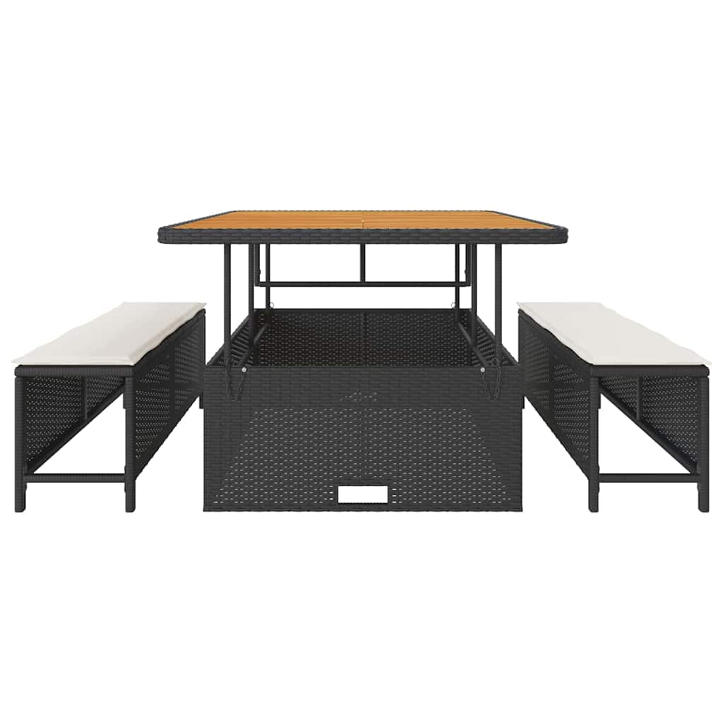 Σέτ φαγητού για κήπο Μαύρο συνθετικό ρατάν