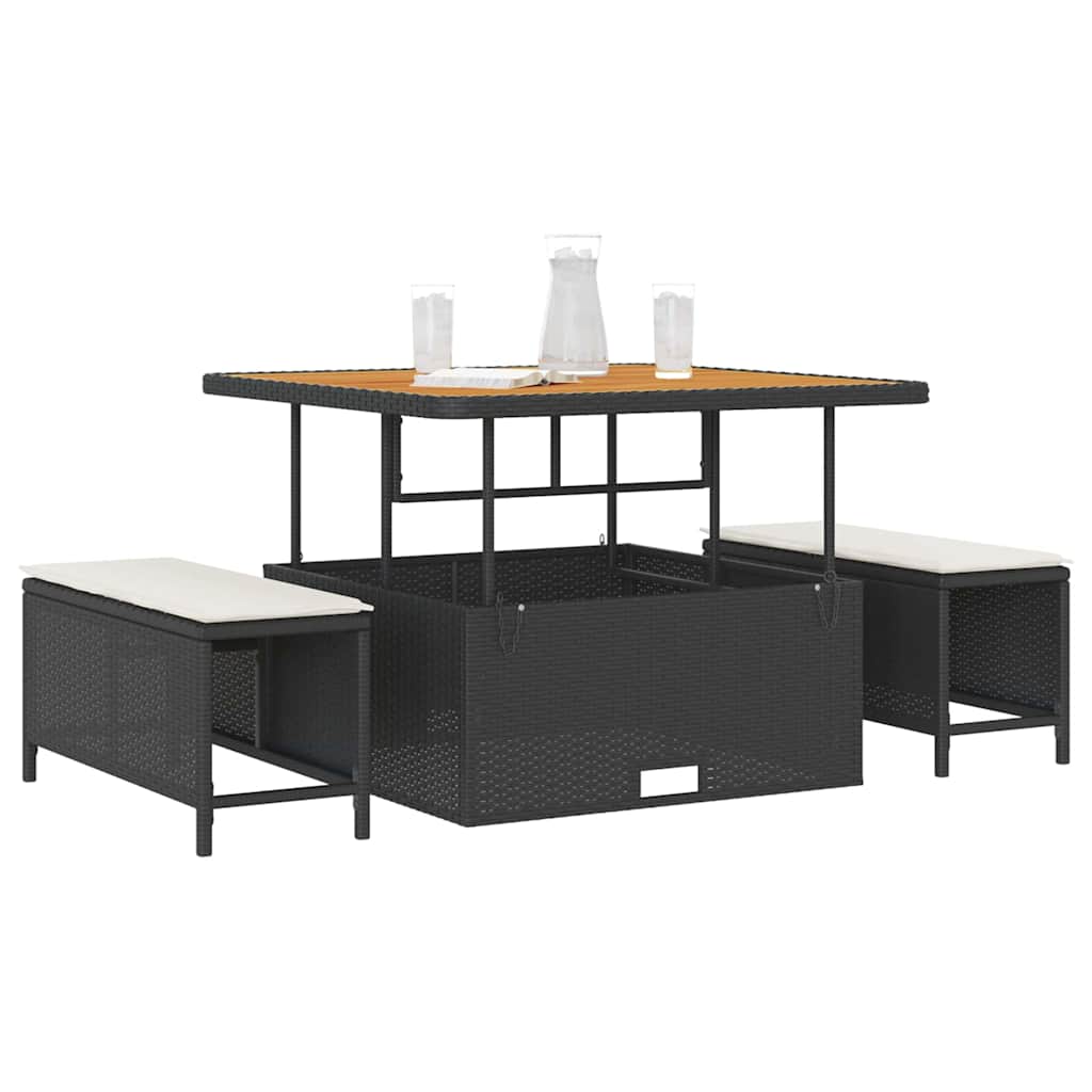 Σέτ φαγητού για κήπο Μαύρο συνθετικό ρατάν