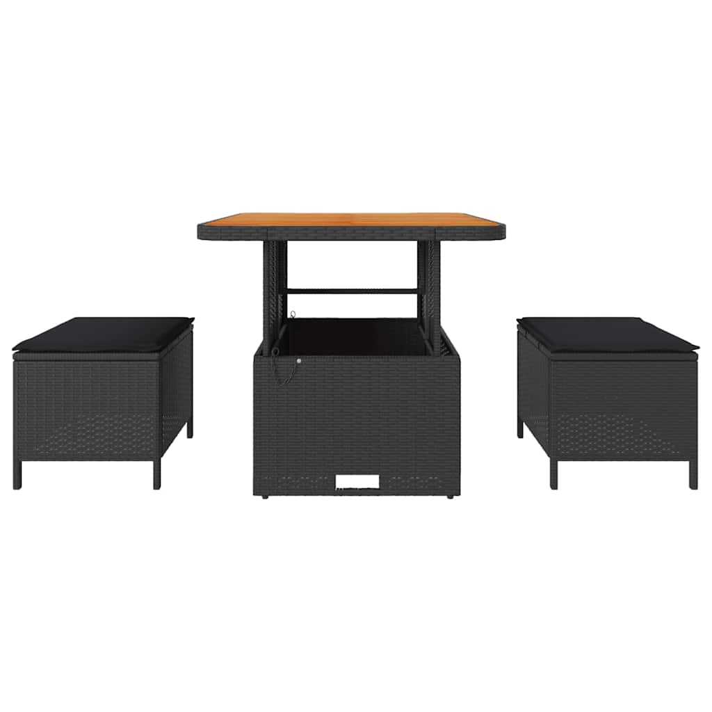 Σέτ φαγητού για κήπο Μαύρο συνθετικό ρατάν