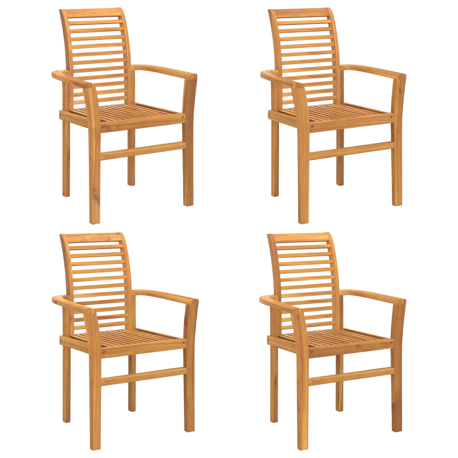 Καρέκλα τραπεζαρίας 4 pcs Καφέ 62 x 55 x 94 εκ Στερεό Ξύλο Τίκ - Pakobazaar