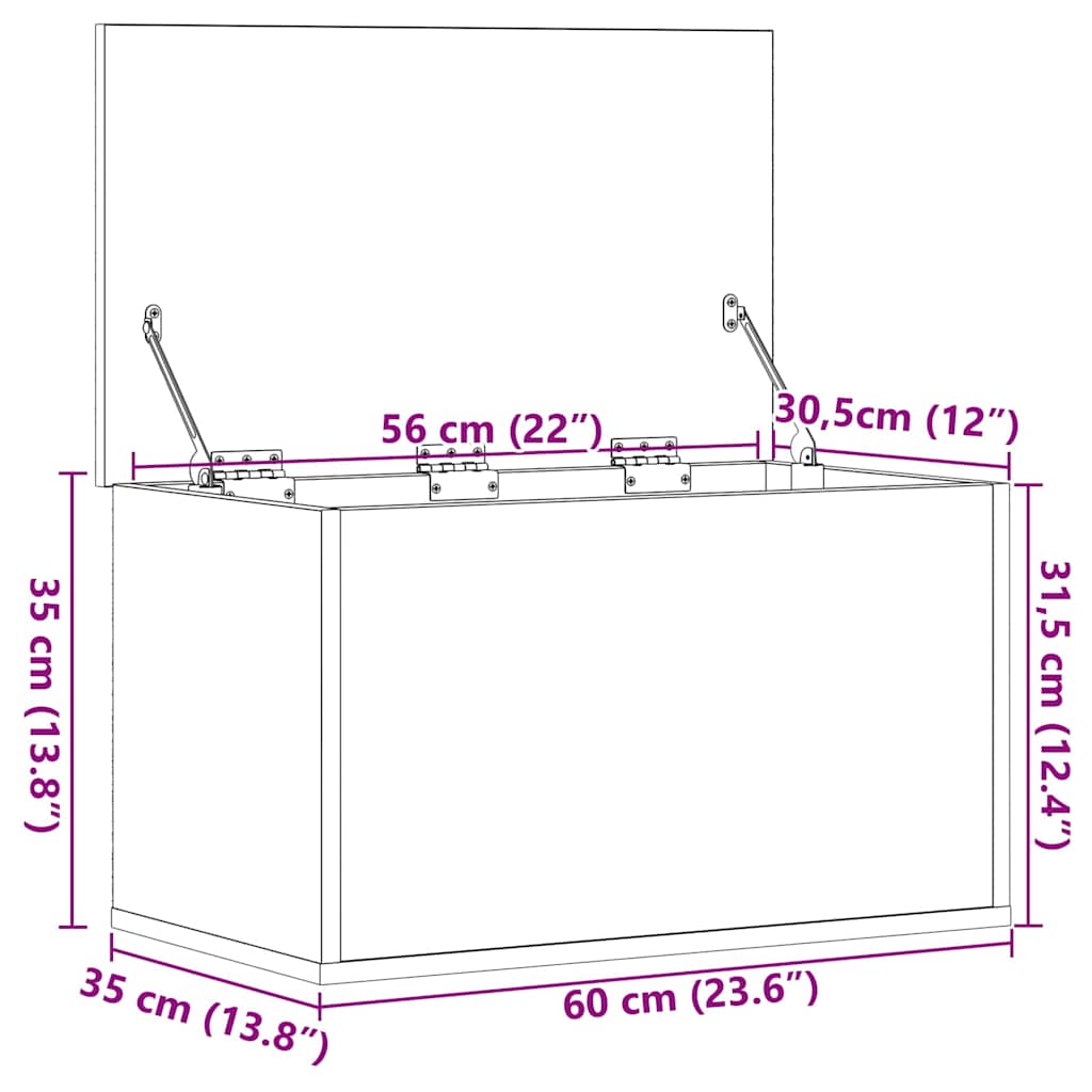Κουτί αποθήκευσης Μαύρη Οξυά 60 x 35 x 35 cm Επεξεργασμένο ξύλο - Pakobazaar