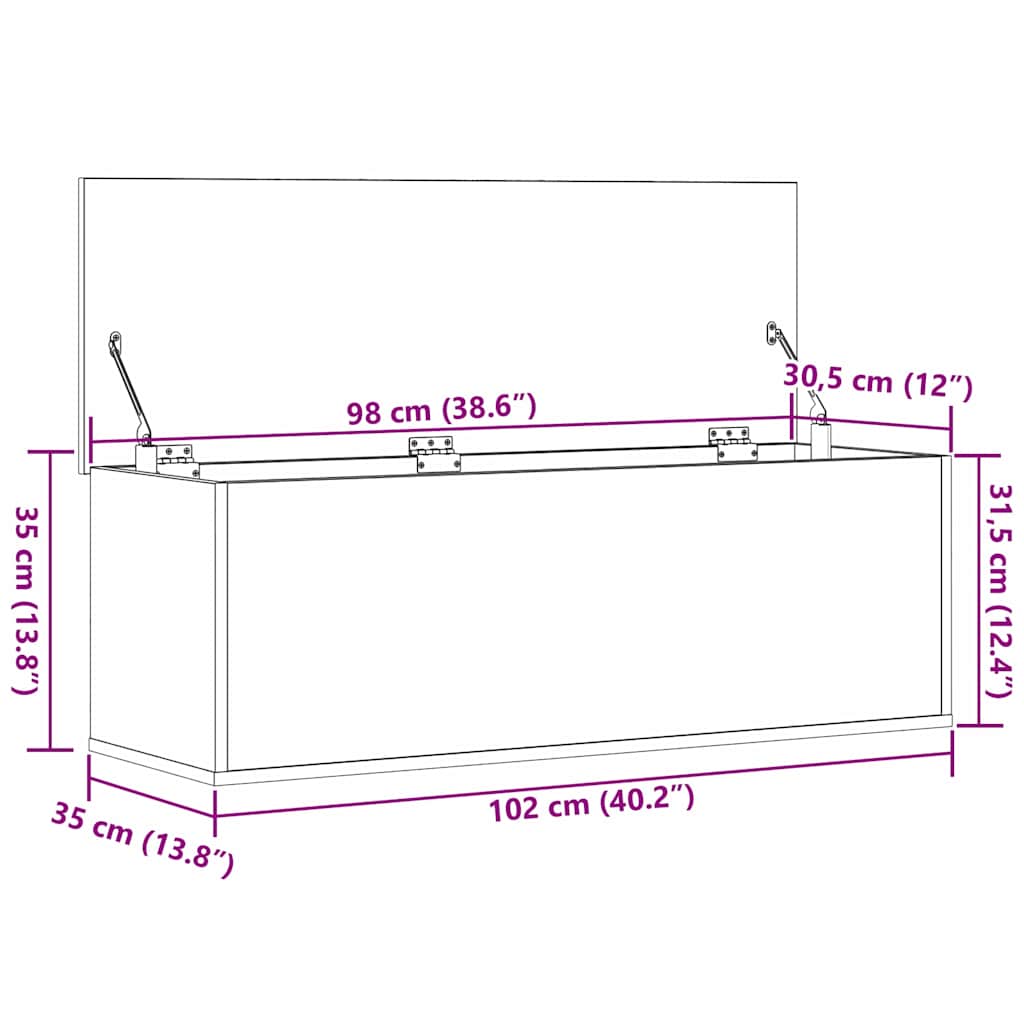 Κουτί αποθήκευσης με αποθήκευση Artisan Oak 102 x 35 x 35 cm