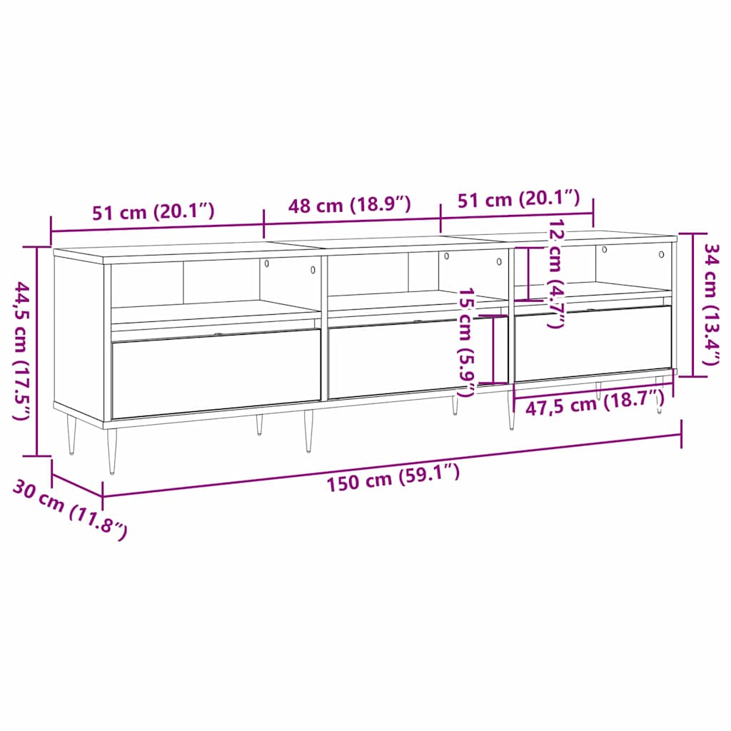 Ντουλάπι TV Artisan Oak 150 x 30 x 45 εκ Επεξεργασμένο ξύλο - Pakobazaar