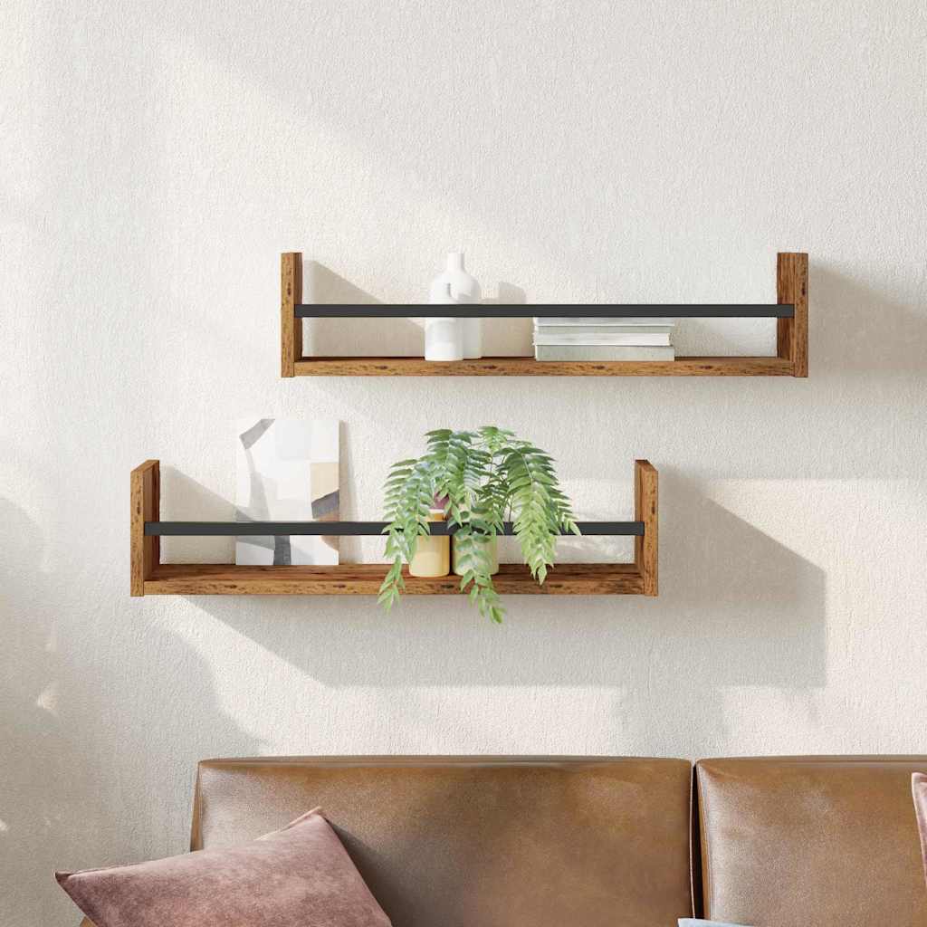 Ράφι Τοίχου Επιτοίχιο 2 pcs Παλιό ξύλο 60 x 16 x 14 cm