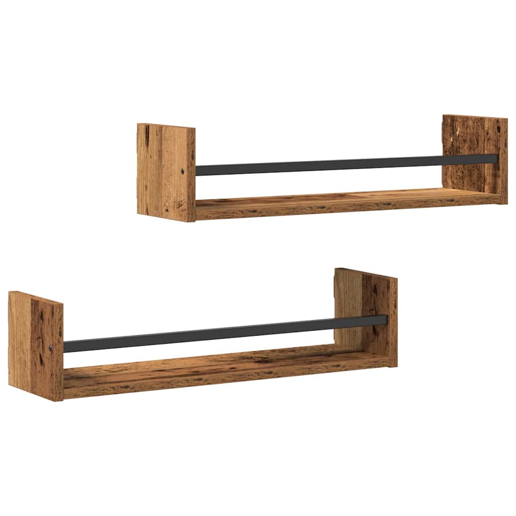 Ράφι Τοίχου Επιτοίχιο 2 pcs Παλιό ξύλο 60 x 16 x 14 cm