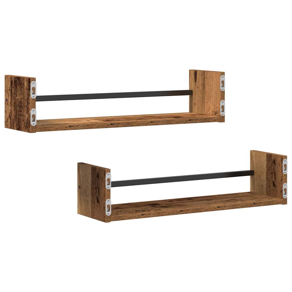 Ράφι Τοίχου Επιτοίχιο 2 pcs Παλιό ξύλο 60 x 16 x 14 cm