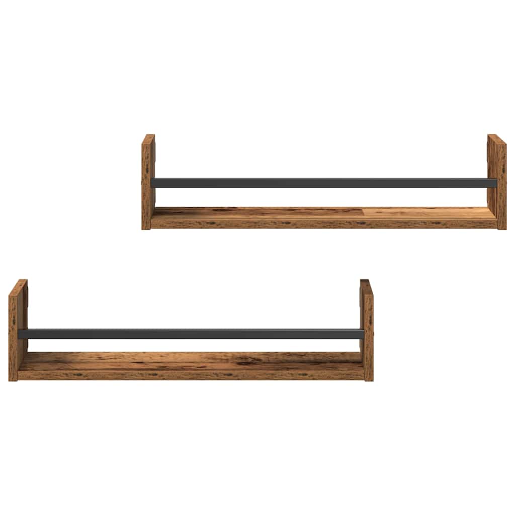 Ράφι Τοίχου Επιτοίχιο 2 pcs Παλιό ξύλο 60 x 16 x 14 cm