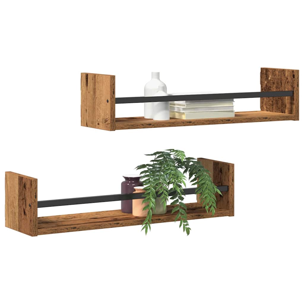 Ράφι Τοίχου Επιτοίχιο 2 pcs Παλιό ξύλο 60 x 16 x 14 cm