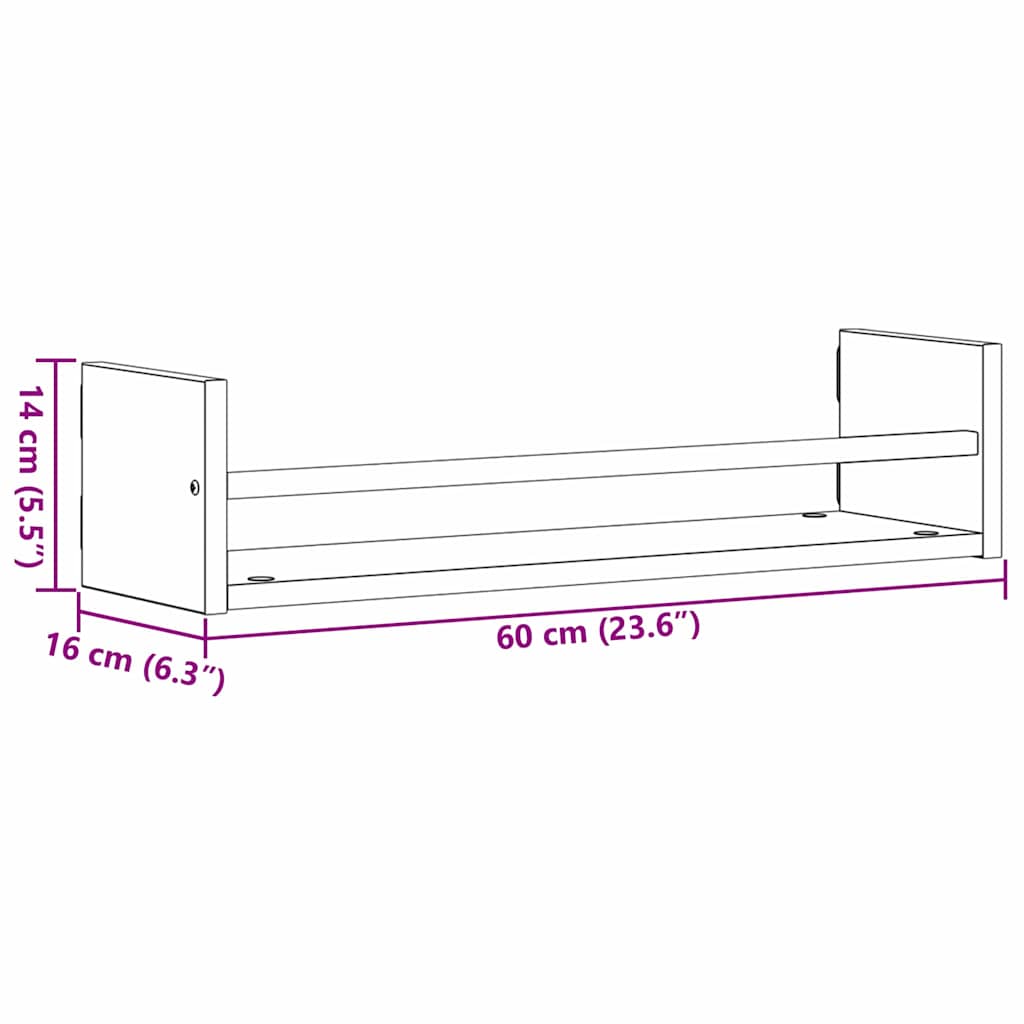Ράφι Τοίχου Επιτοίχιο 2 pcs Παλιό ξύλο 60 x 16 x 14 cm
