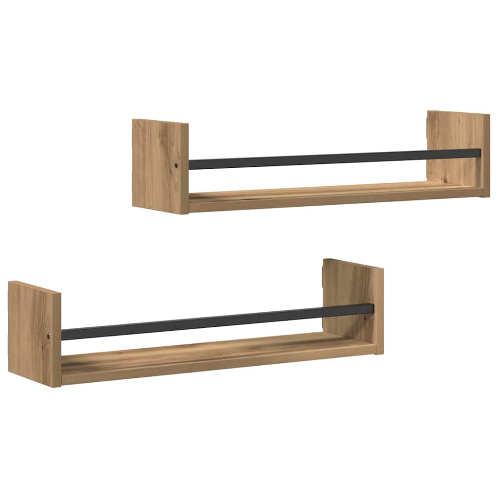 Ράφι Τοίχου Επιτοίχιο 2 pcs Artisan Oak 60 x 16 x 14 cm