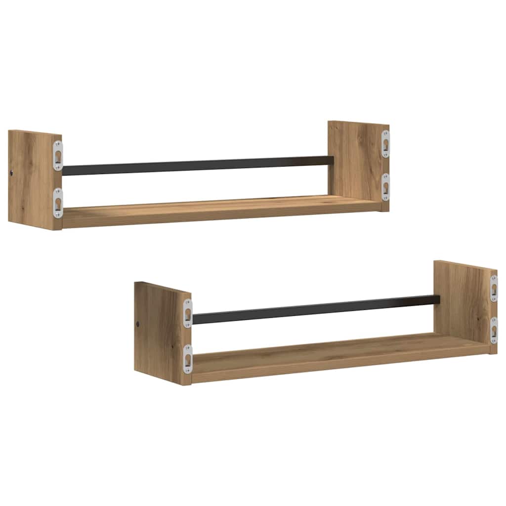 Ράφι Τοίχου Επιτοίχιο 2 pcs Artisan Oak 60 x 16 x 14 cm