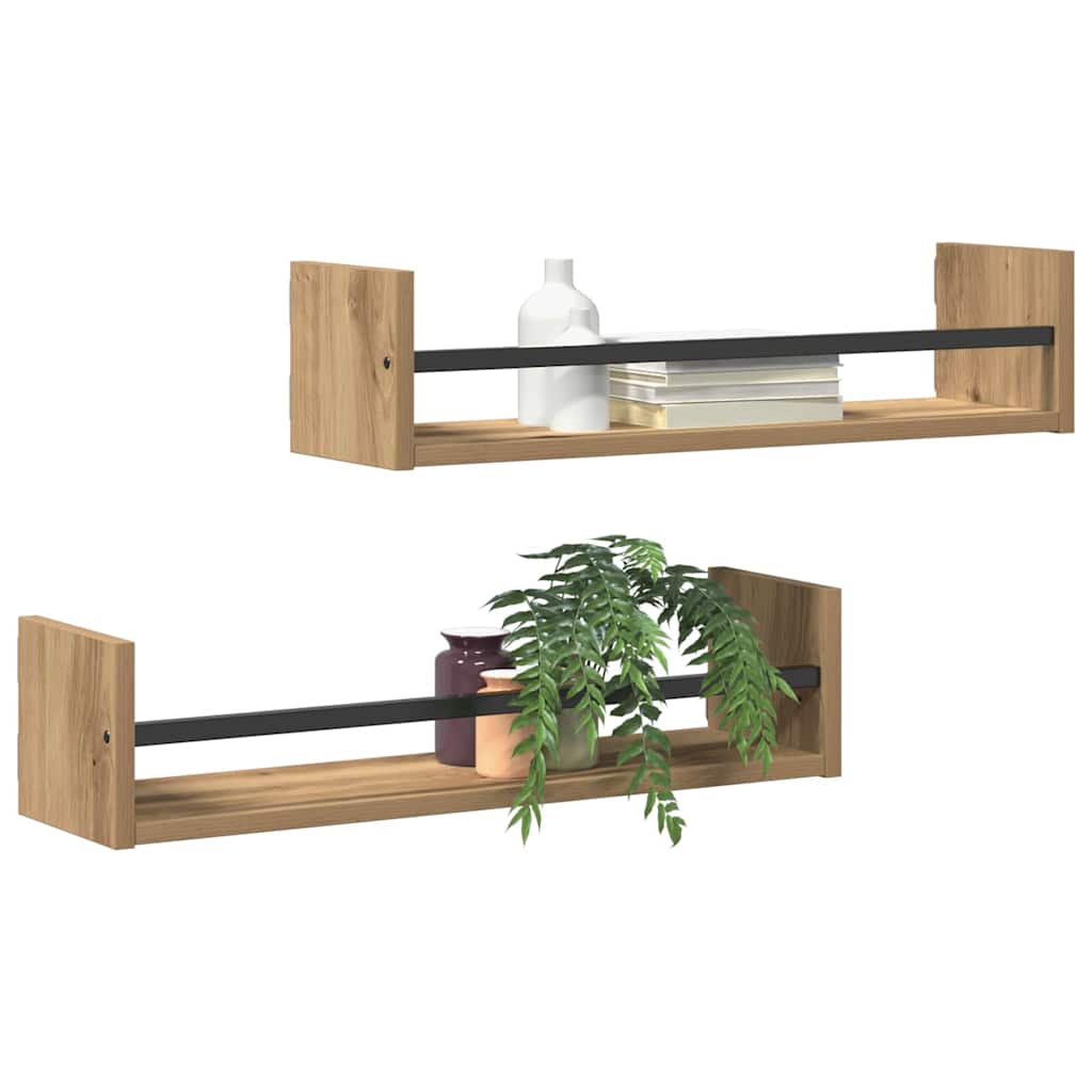 Ράφι Τοίχου Επιτοίχιο 2 pcs Artisan Oak 60 x 16 x 14 cm