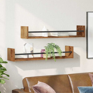 Ράφι Τοίχου Επιτοίχιο 2 pcs Παλιό ξύλο 80 x 16 x 14 cm - Pakobazaar