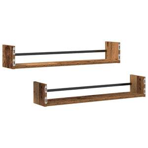 Ράφι Τοίχου Επιτοίχιο 2 pcs Παλιό ξύλο 80 x 16 x 14 cm - Pakobazaar
