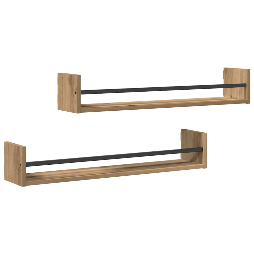 Ράφι Τοίχου Επιτοίχιο 2 pcs Artisan Oak 80 x 16 x 14 cm