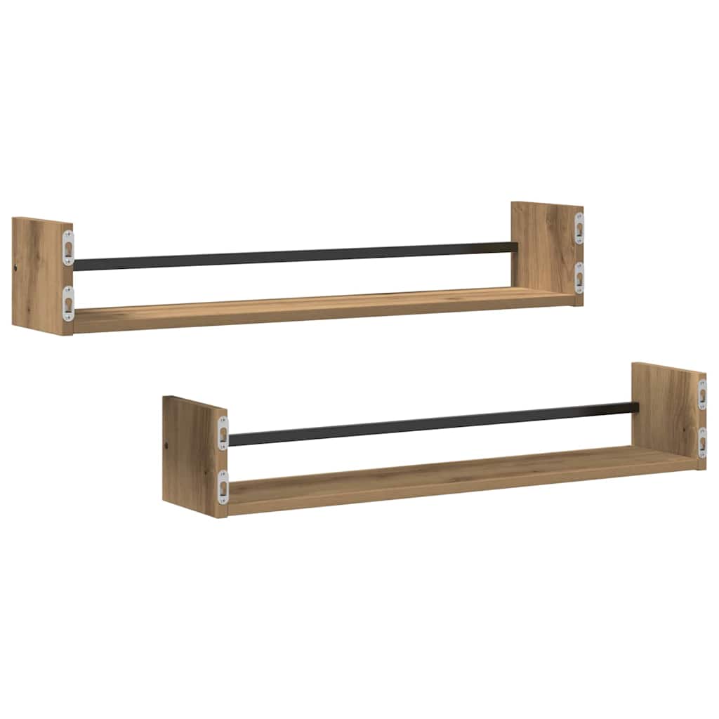Ράφι Τοίχου Επιτοίχιο 2 pcs Artisan Oak 80 x 16 x 14 cm