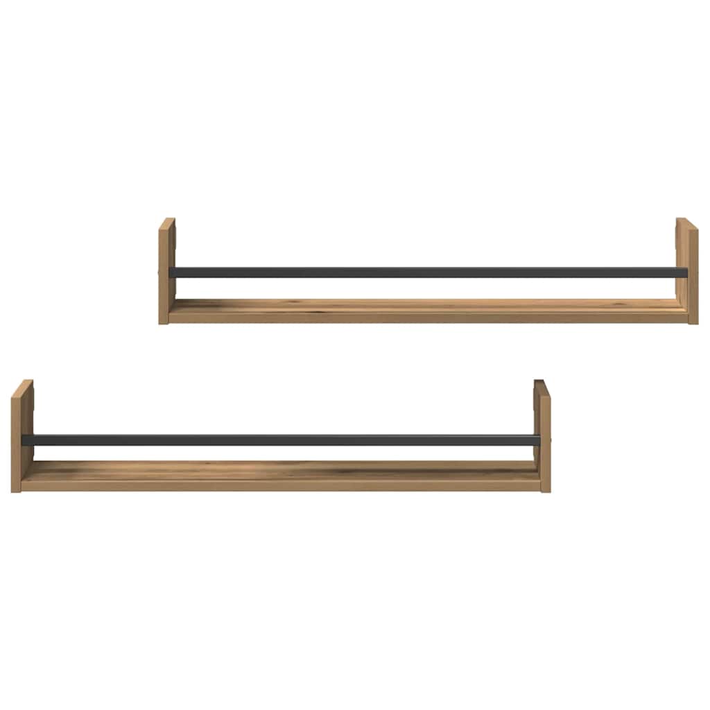 Ράφι Τοίχου Επιτοίχιο 2 pcs Artisan Oak 80 x 16 x 14 cm