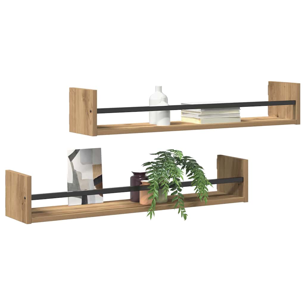 Ράφι Τοίχου Επιτοίχιο 2 pcs Artisan Oak 80 x 16 x 14 cm