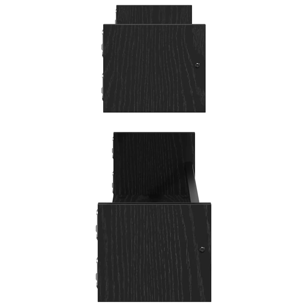 Ράφι Τοίχου Επιτοίχιο 2 pcs Μαύρη Οξυά 80 x 16 x 14 cm - Pakobazaar