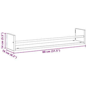 Ράφι Τοίχου Επιτοίχιο 2 pcs Μαύρη Οξυά 80 x 16 x 14 cm - Pakobazaar