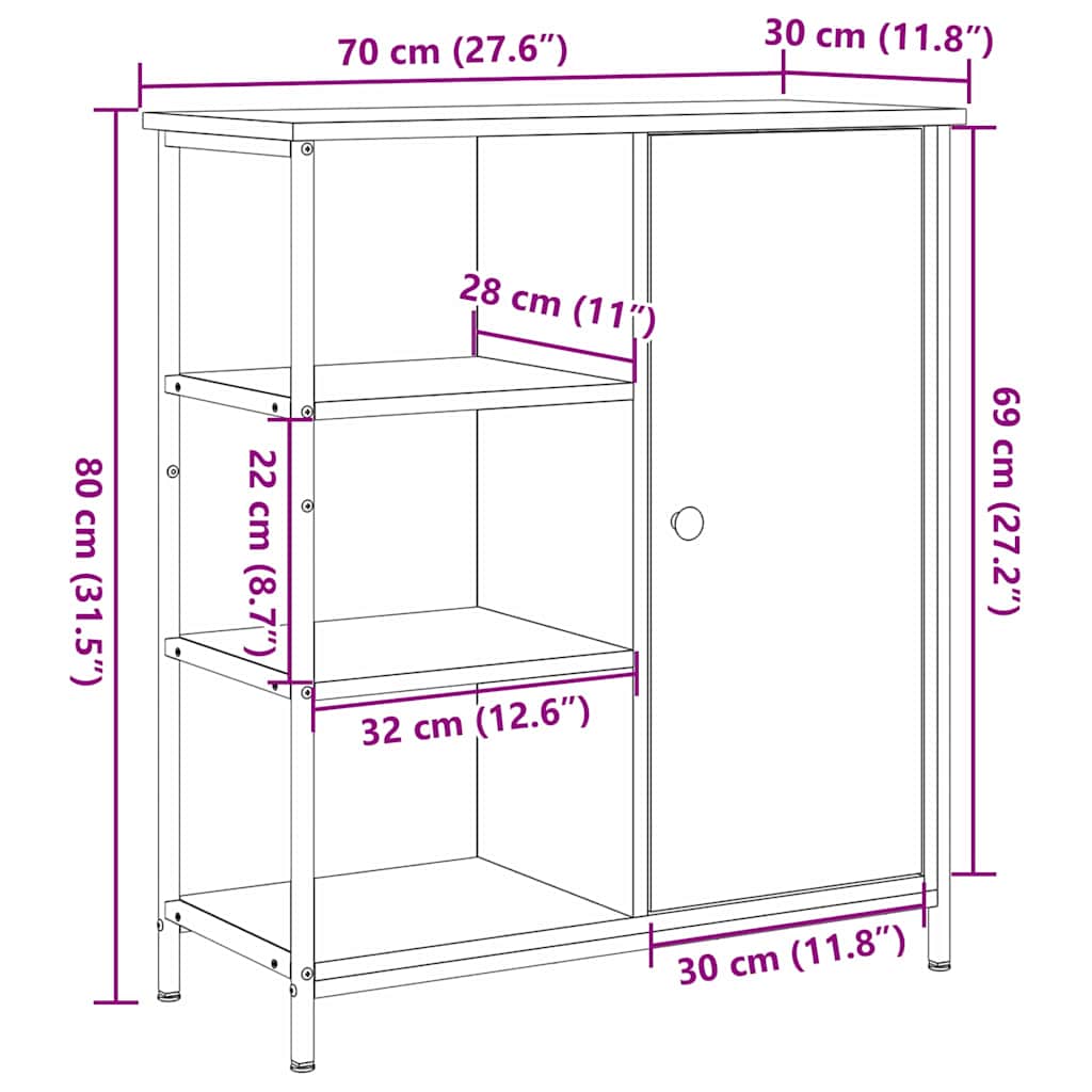 Πλαϊνό γραφείο Παλιό ξύλο 70 x 30 x 80 εκ.