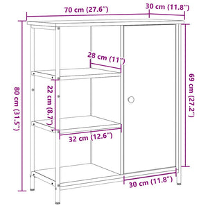 Πλαϊνό γραφείο Μαύρη Οξυά 70 x 30 x 80 εκ.