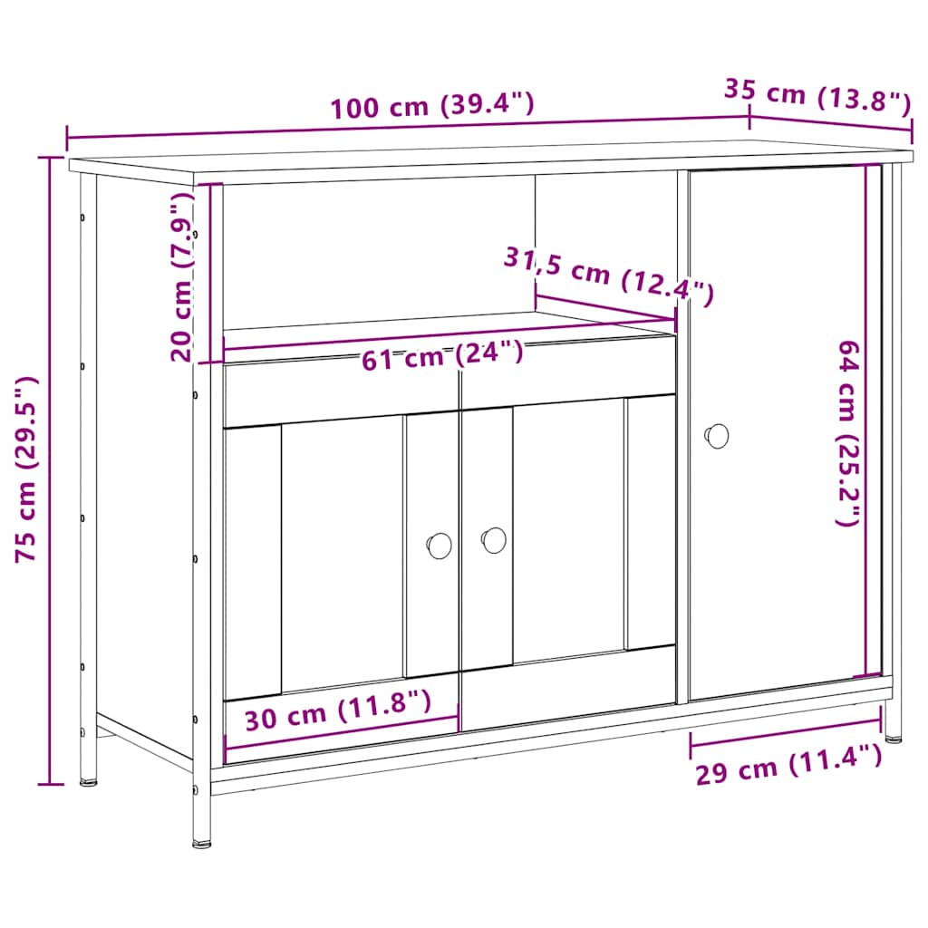 Πλαϊνό γραφείο Artisan Oak 100 x 35 x 75 εκ. - Pakobazaar