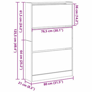 Ντουλάπα Παπουτσιών 80 x 21 x 125,5 cm Επεξεργασμένο Ξύλο