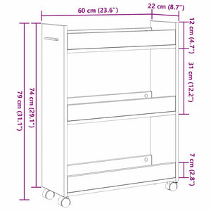 Ντουλαπιού με τροχούς Παλιό ξύλο 60 x 22 x 79 εκ - Pakobazaar