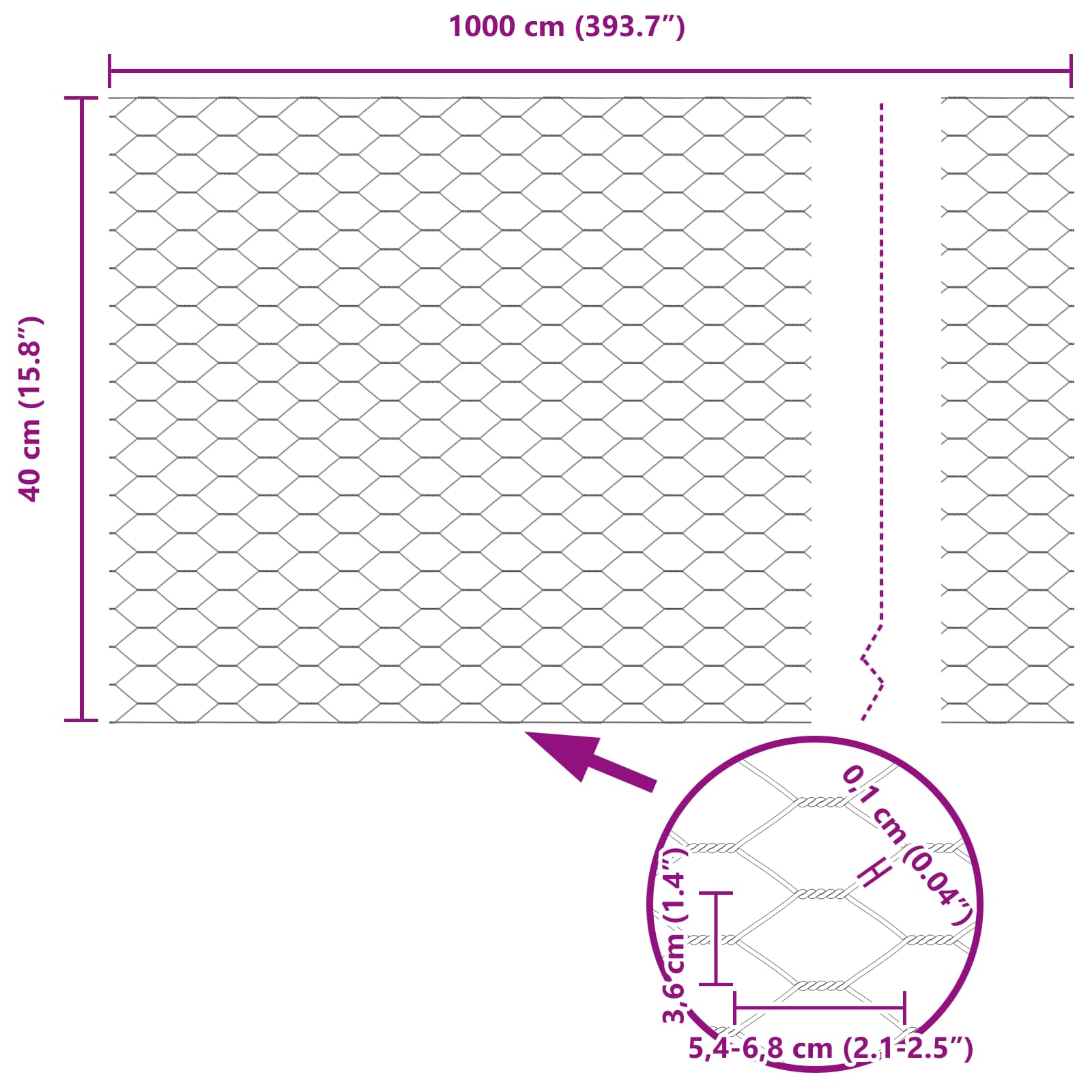 Φράχτης Εξαγώνου Πράσινο 0,4 x 10 μ PVC