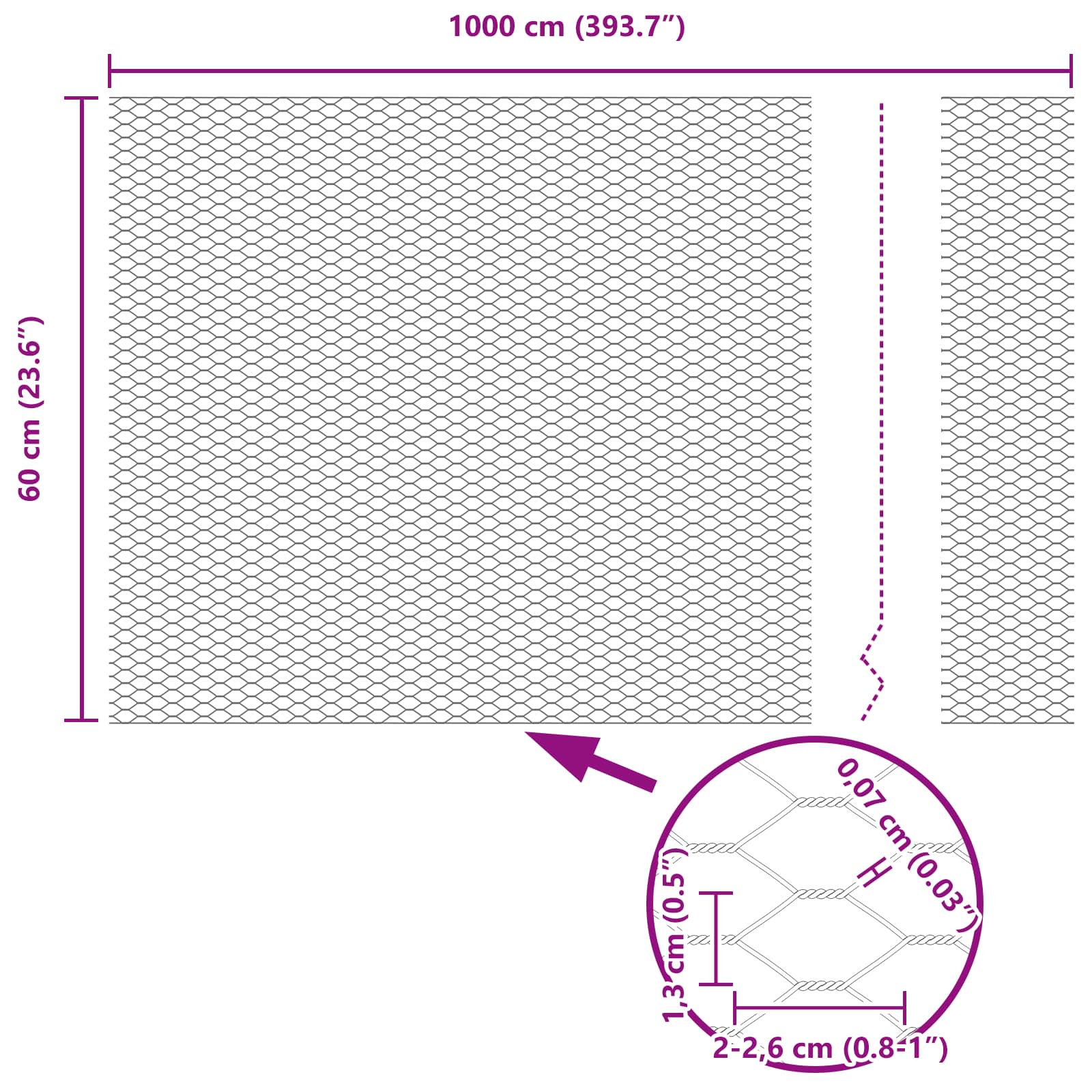 Φράχτης Εξαγώνου Πράσινο 0,6 x 10 μ PVC