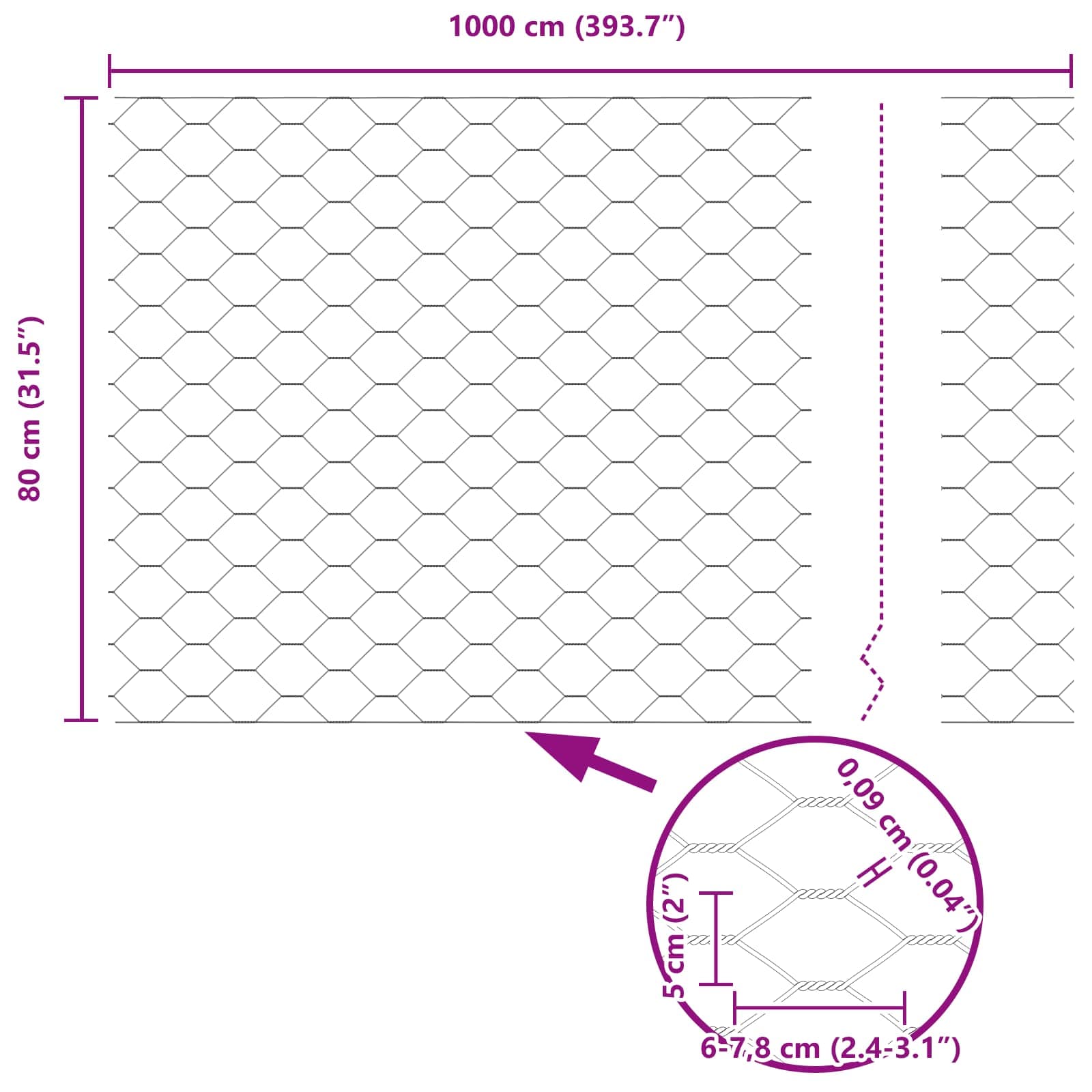 Φράχτης Εξαγώνου Πράσινο 0,8 x 10 m PVC