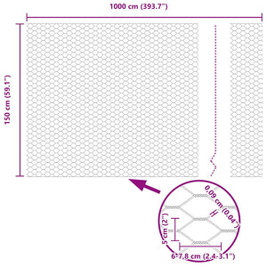 Φράχτης Εξαγώνου 1,5 x 10 m PVC Πράσινο