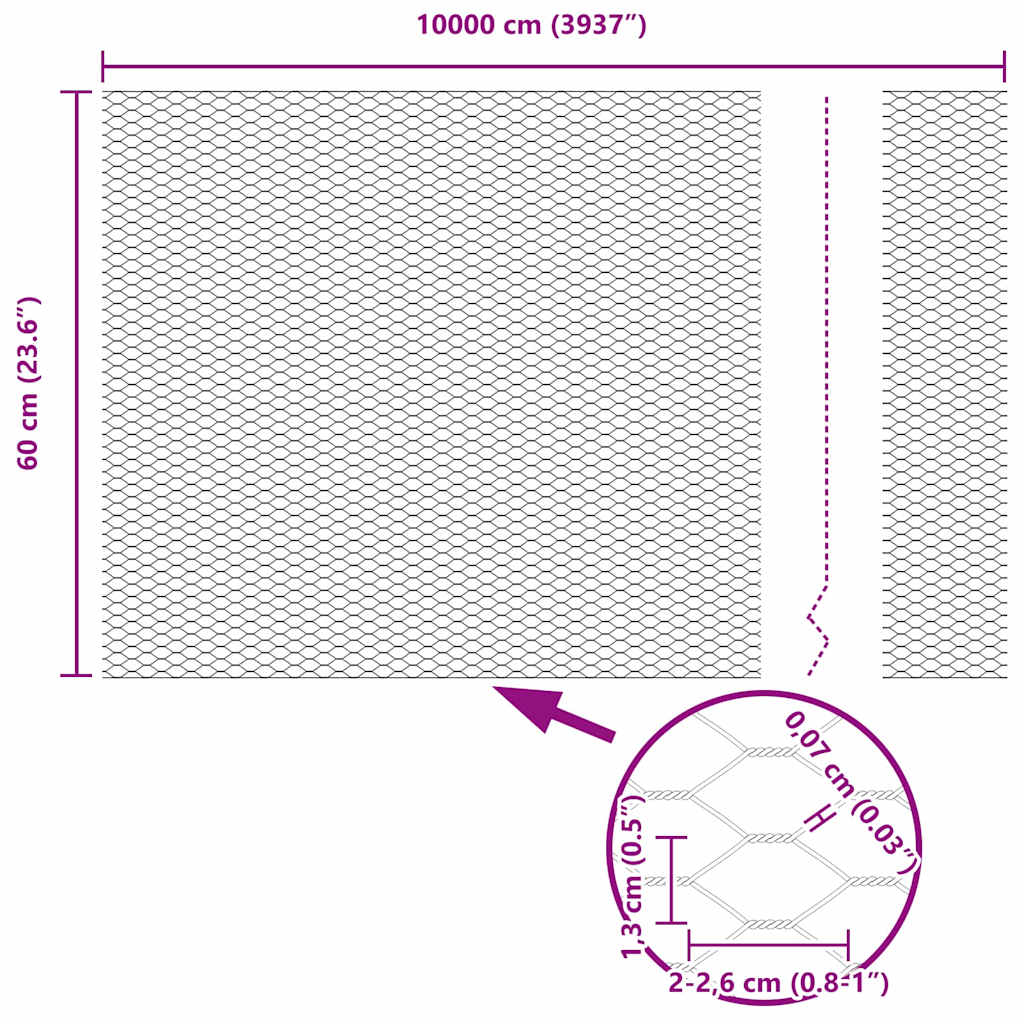 Φράχτης Εξαγώνου Πράσινο 0,6 x 100 μ PVC