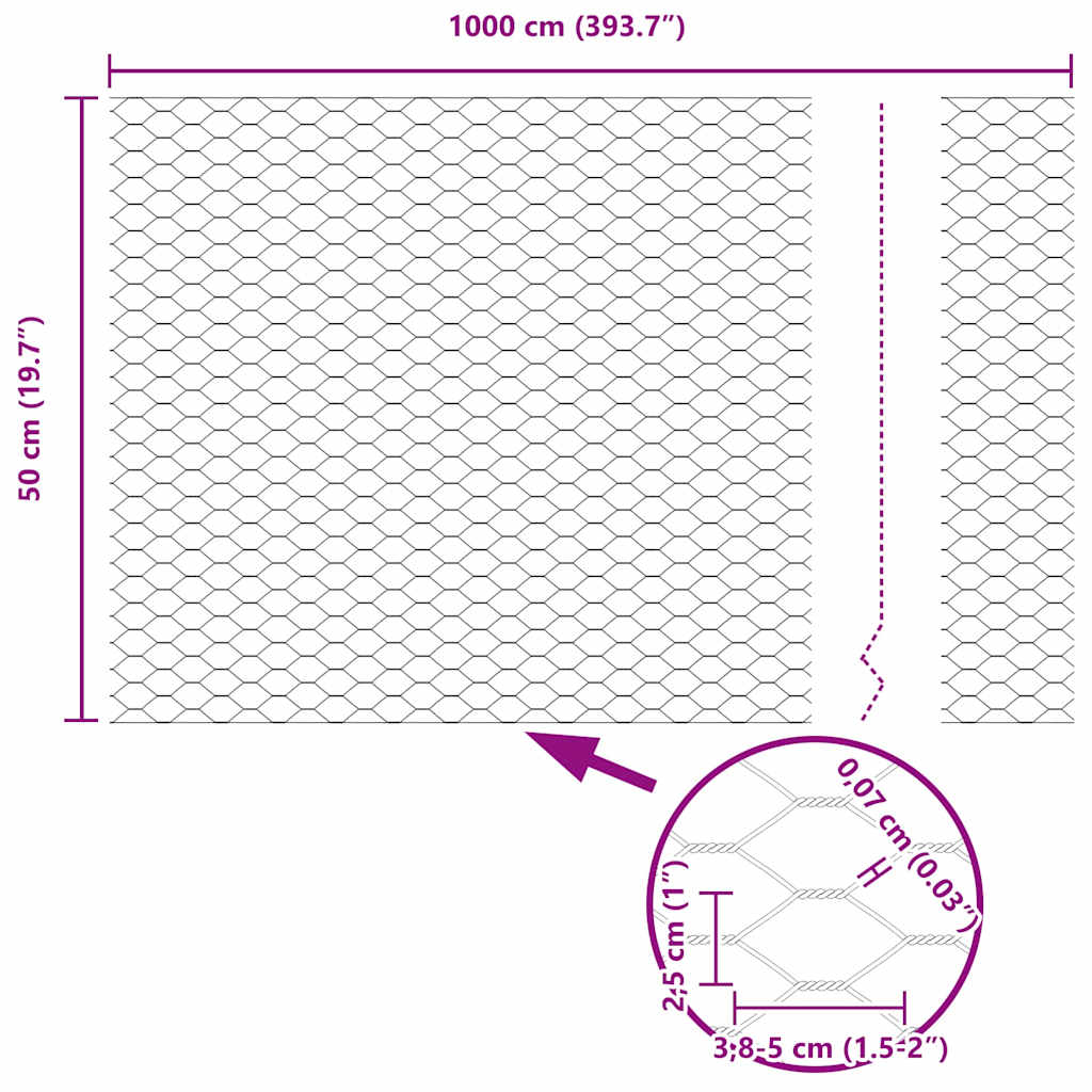 Φράχτης Εξαγώνου Γκρι 0,5 x 10 μ. PVC